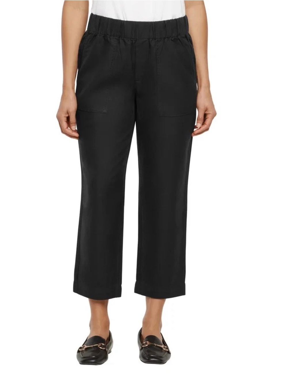 New Banana Republic Women’s Black Elastic-Waist Tapered Crop Pull-On Pants XXL